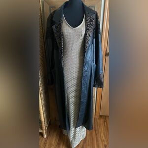 International Outerwear, 100% leather black trench coat